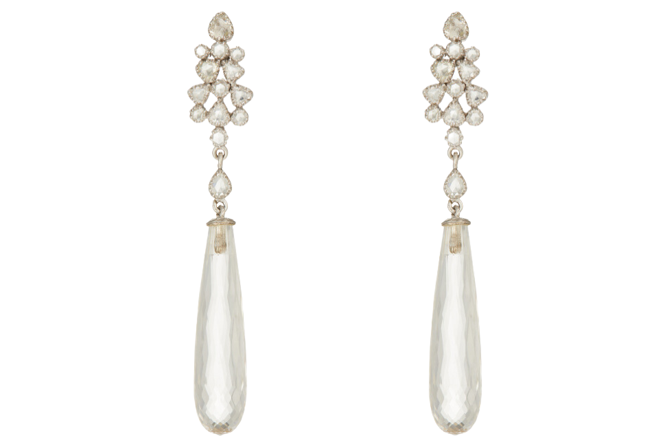 Muse Rock Crystal & Rose Cut Diamond Earrings