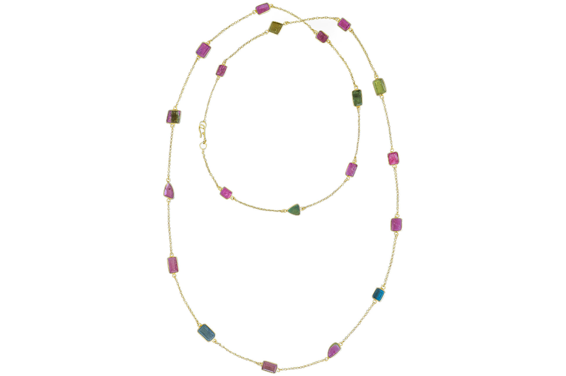 Tourmaline Oblong Gemstone Long Necklace