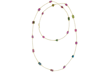 Tourmaline Oblong Gemstone Long Necklace