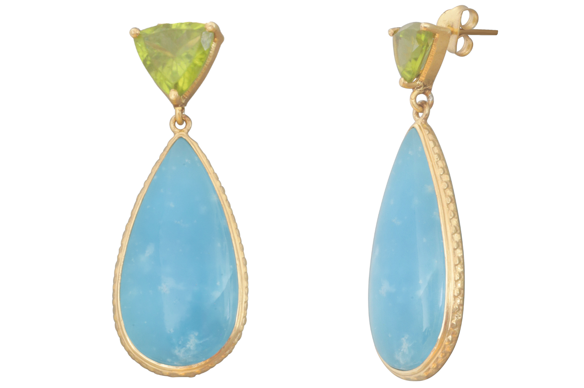 Peridot And Opal Gemstone Earrings