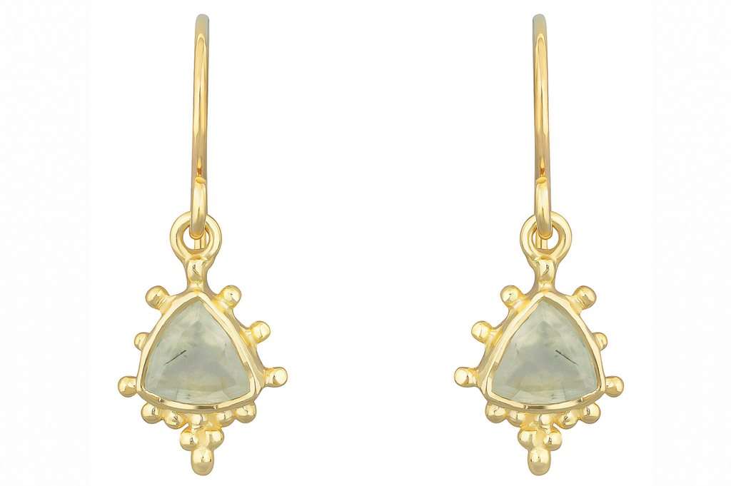 Orissa Prehnite Dotted Drop Earrings