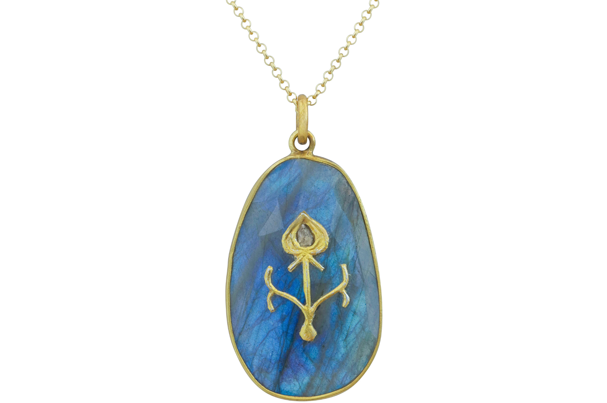 Jadau Labradorite & Diamond Pendant Necklace