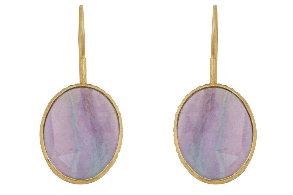 Fluorite Single Slice Earrings