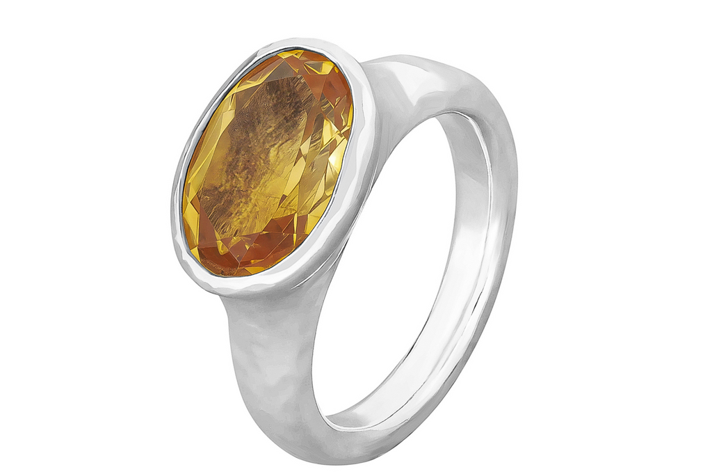 India Oval Citrine Gemstone Ring