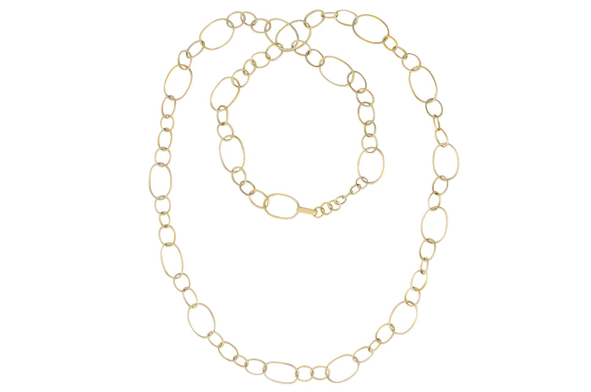 Long Gold Oval Link Chain Necklace