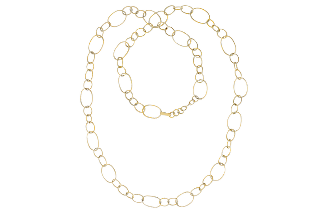 Long Gold Oval Link Chain Necklace