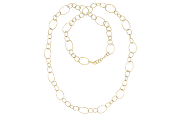 Long Gold Oval Link Chain Necklace