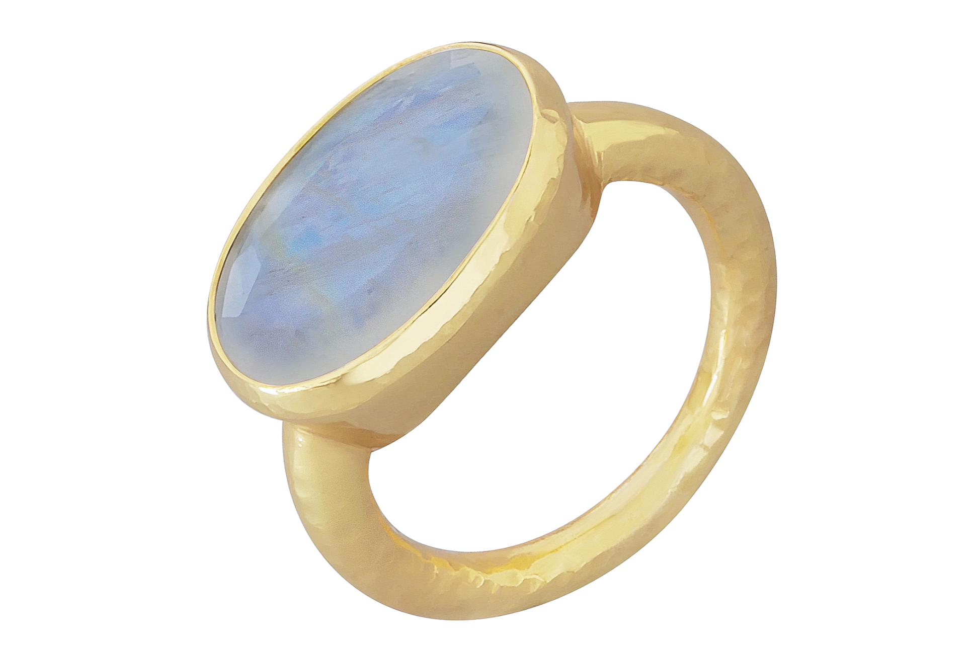 Oval Rainbow Moonstone Gemstone Ring