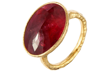 Pink Tourmaline Oval Fine Gold Ring