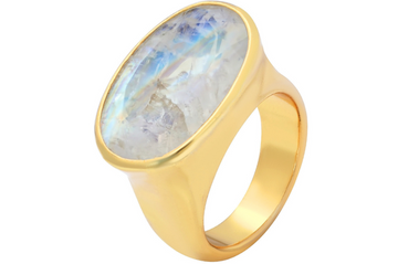 Rainbow Moonstone Oval Gemstone Ring