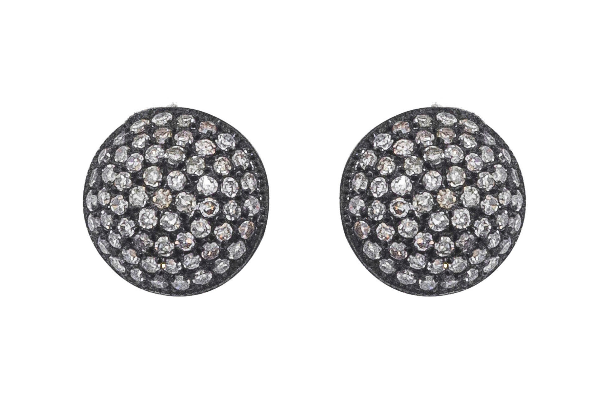 Oxidised Sterling Silver & Diamond Stud Earrings