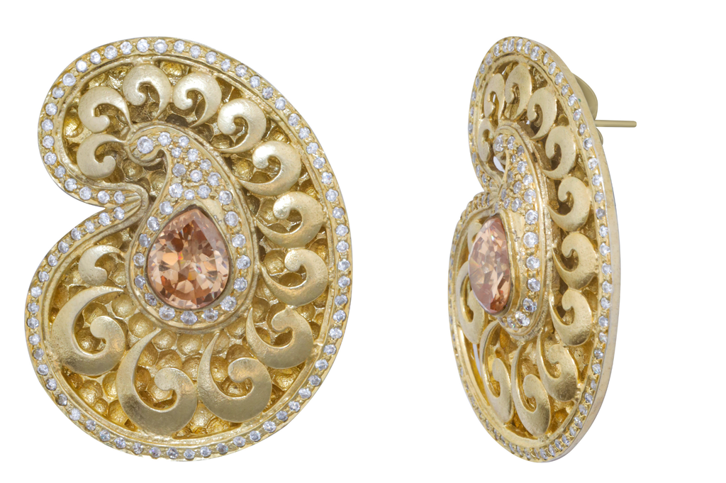 Large Paisley Stud Statement Earrings