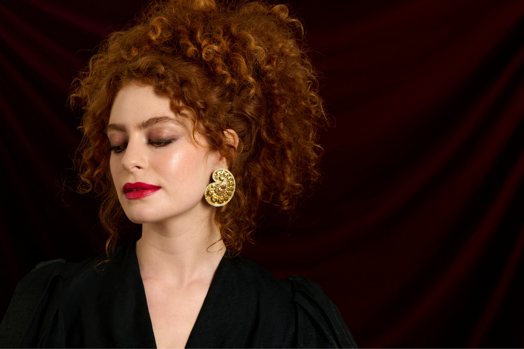 Large Paisley Stud Statement Earrings