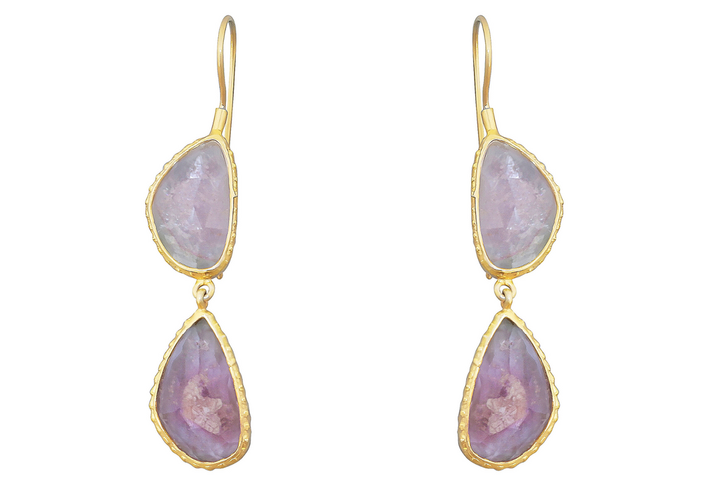 Pale Pink Double Drop Tourmaline Earrings