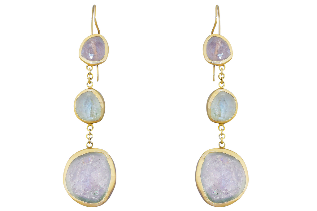 Peachy Pink Tourmaline Wrapped Earrings