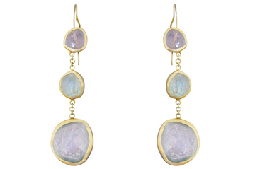 Peachy Pink Tourmaline Wrapped Earrings
