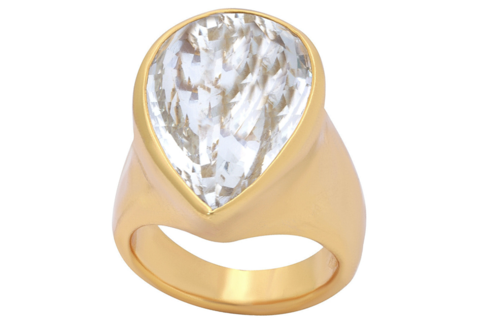 Rock Crystal Pear Shaped Ring