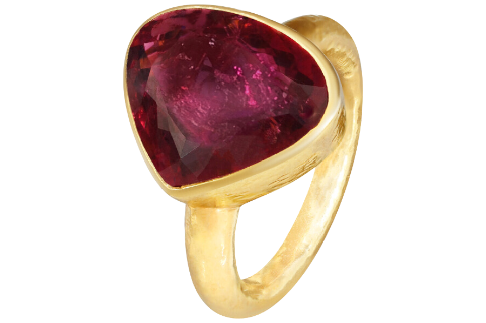 Pink Tourmaline Pear Shape Gemstone Ring