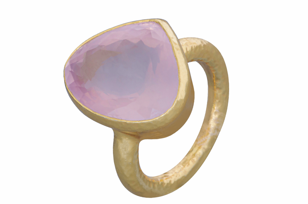 Rose Quartz Pear Shape Gemstone Ring