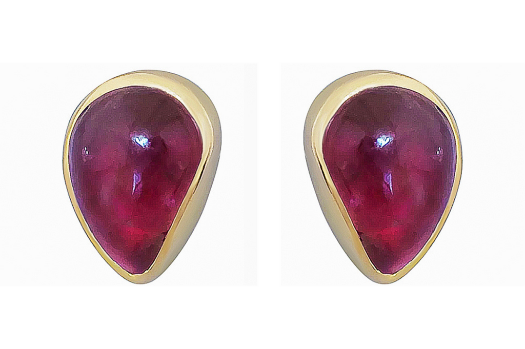 Pear-Shaped Pink Tourmaline Stud Earrings