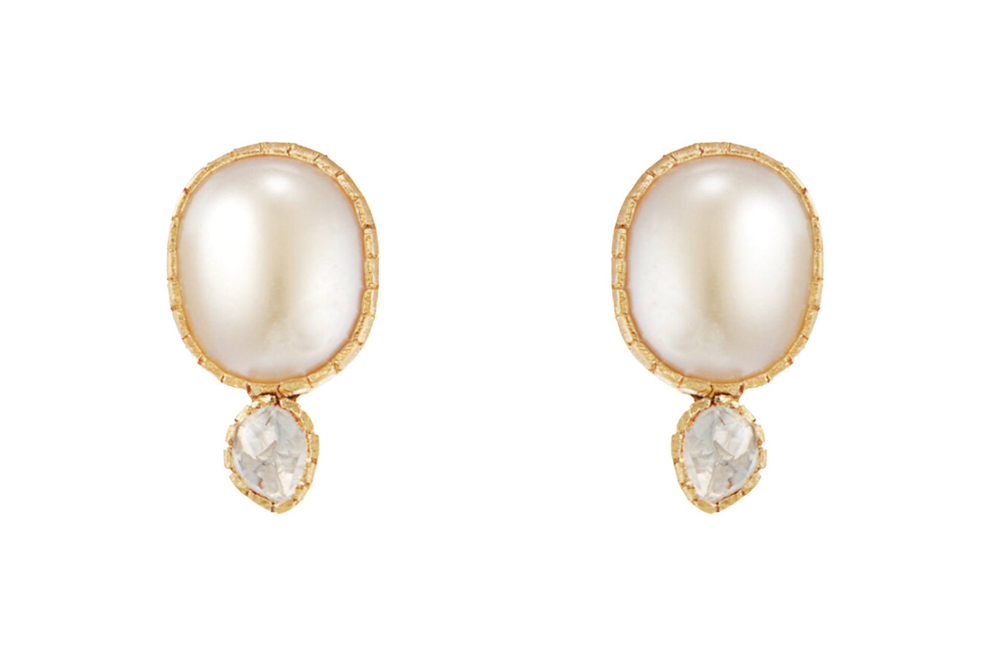 Pearl & Diamond Stud Earrings