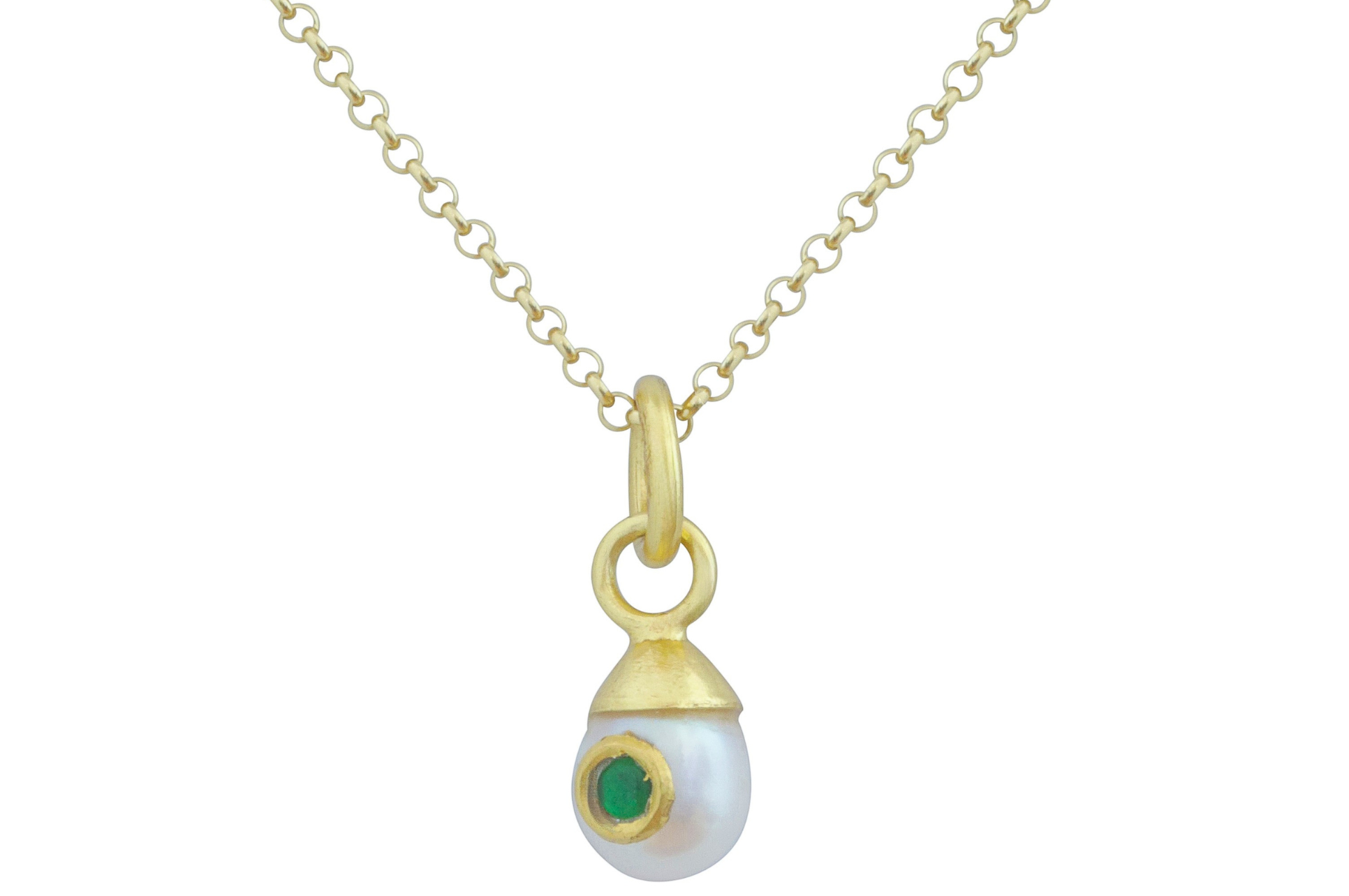 Jadau Pearl & Emerald Pendant Necklace