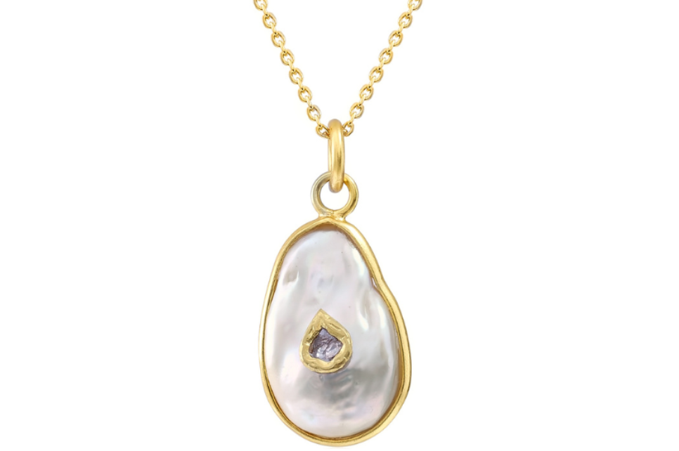 Jadau Pearl & Diamond Pendant Necklace