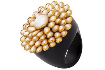 Pearl Pachi Work Wood Ring