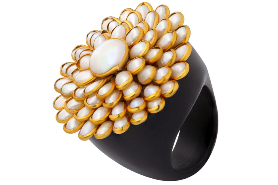 Wood and sales pearl ring