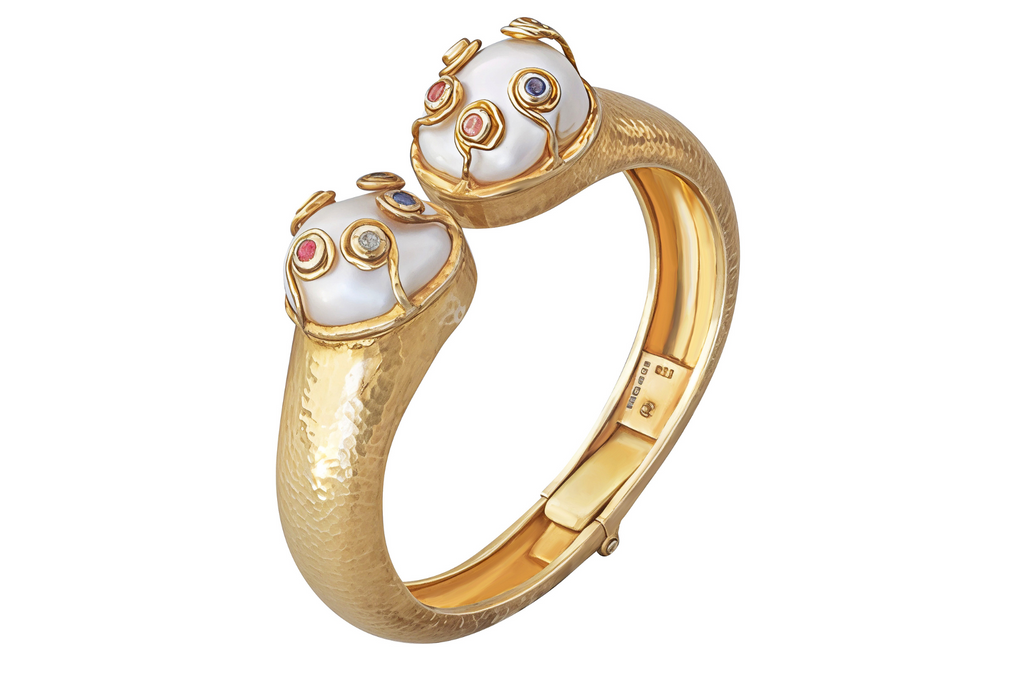 Bombay Cuff Set With Pearls & Multicoloured Sapphires