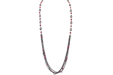 Grey South Sea Pearl, Black Spinel & Ruby Gemstone Necklace