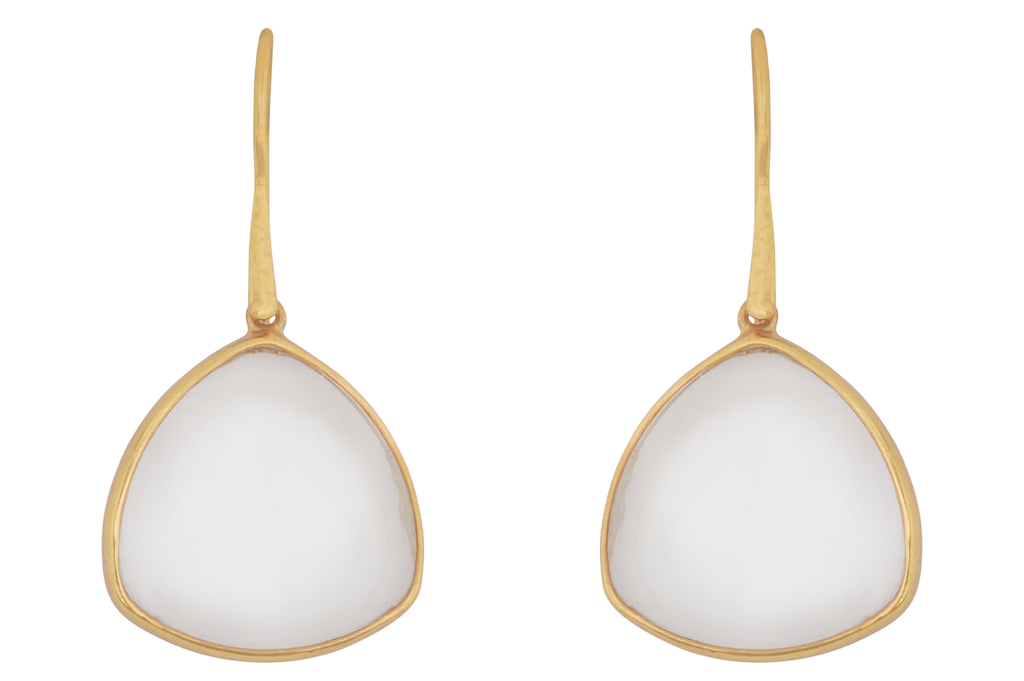 Pebble Cabochon Rock Crystal Earrings