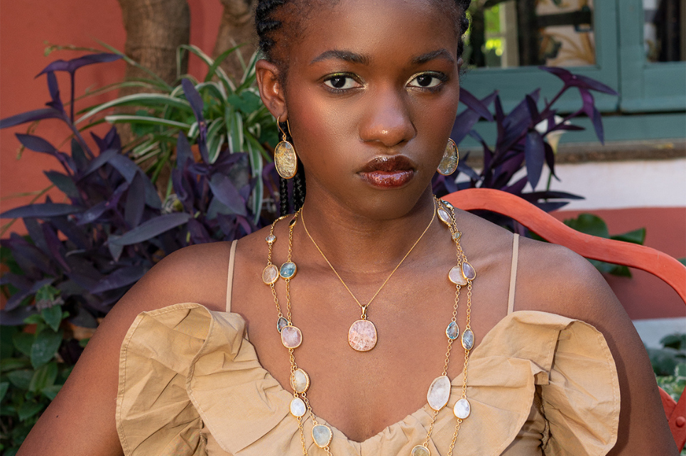 Morganite Pebble Pendant Necklace