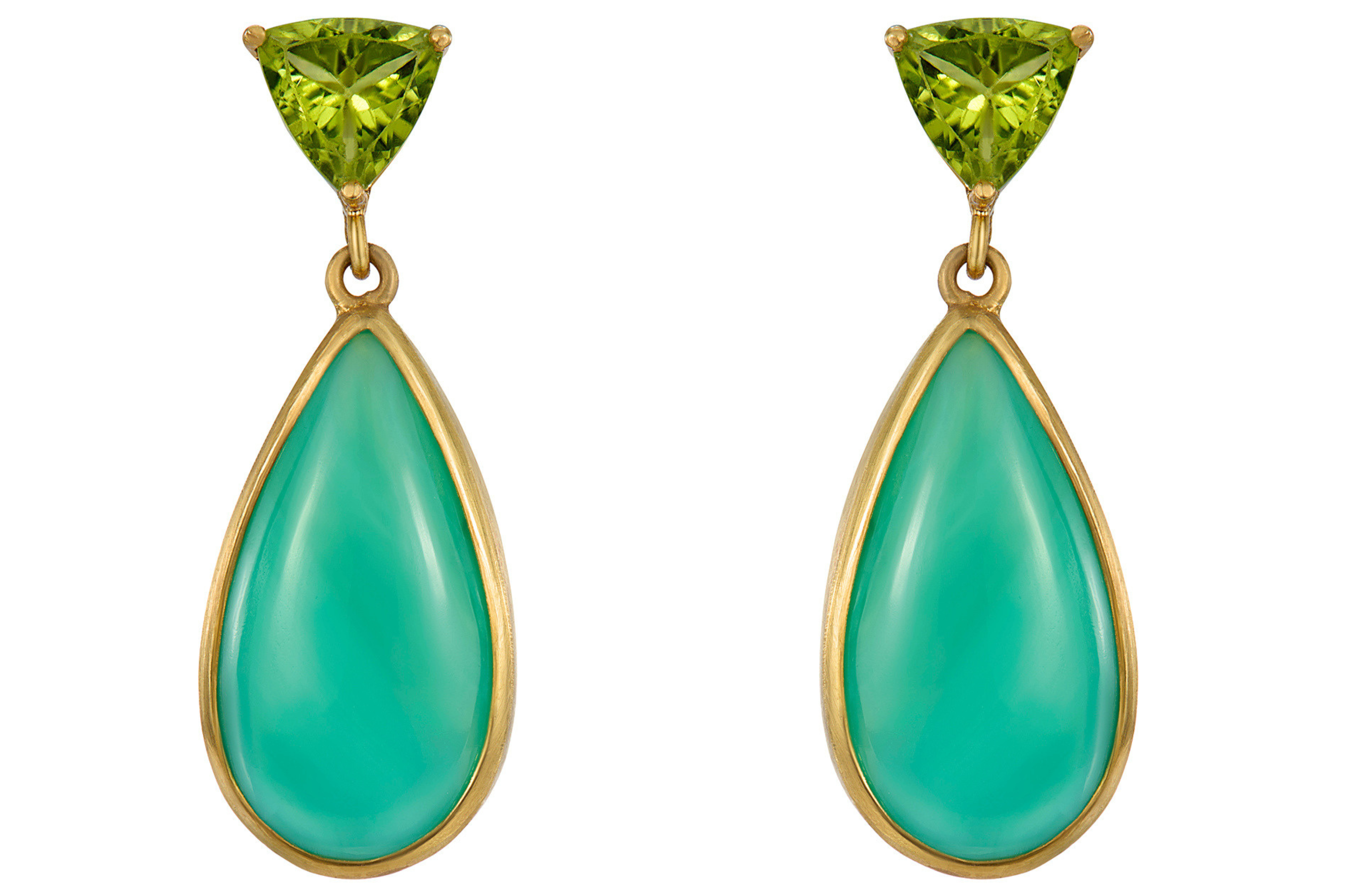 Chrysoprase And Peridot Gemstone Drop Earrings