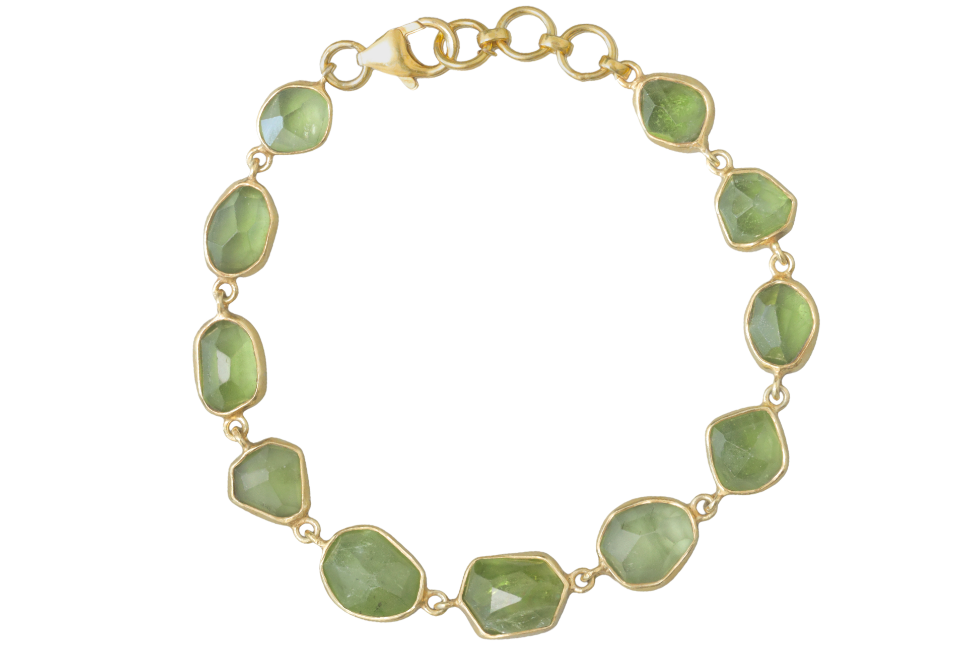 Rose Cut Peridot Gemstone Bracelet