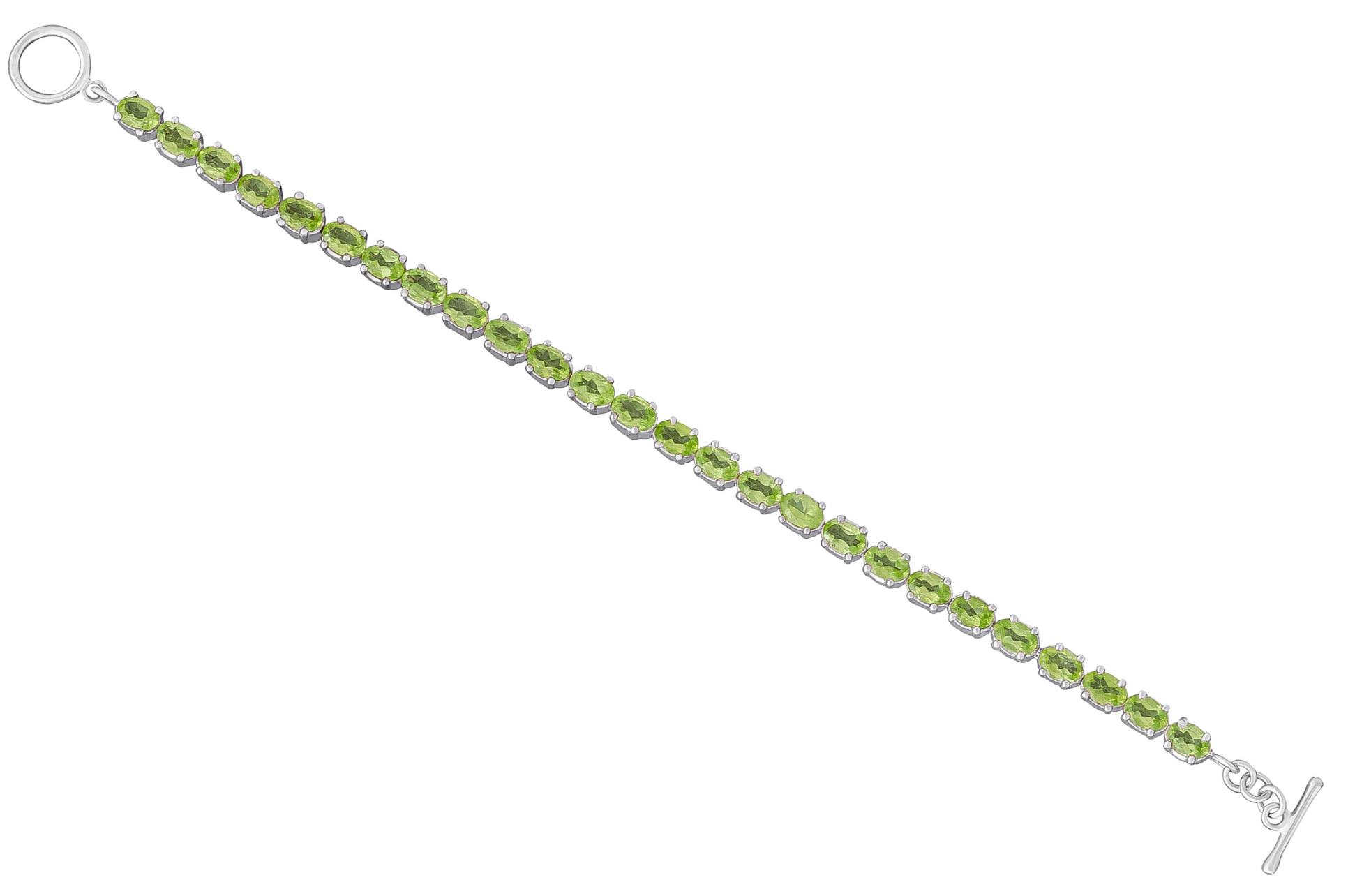 Peridot Silver Multi Gemstone Tennis Bracelet