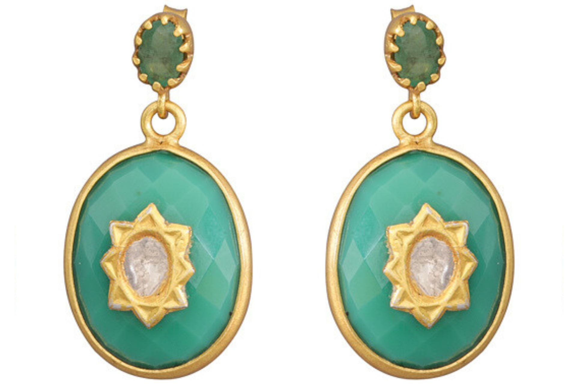 Phoebe Chrysophase & Diamond Jadau Earrings