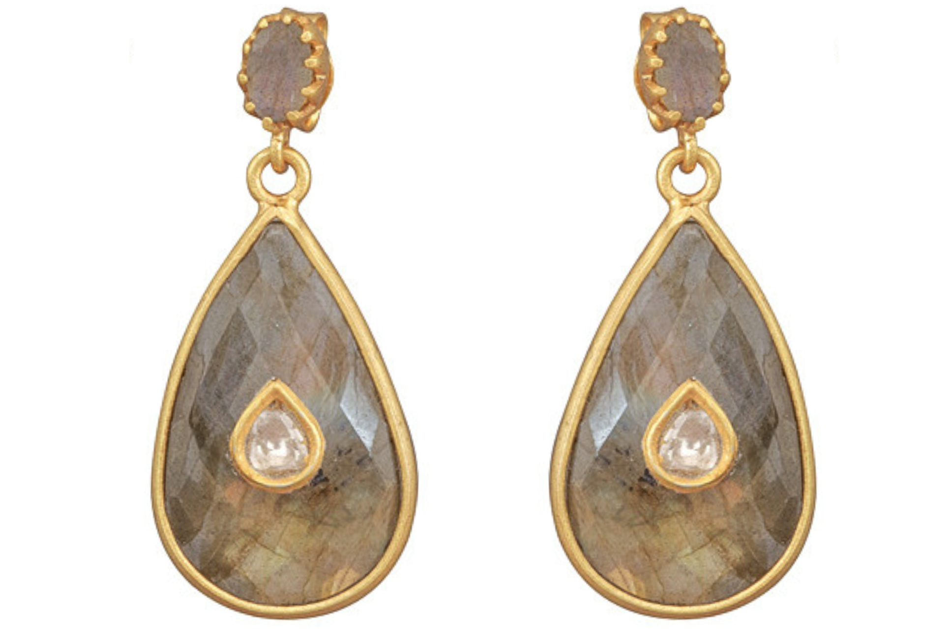 Phoebe Diamond & Labradorite Jadau Earrings