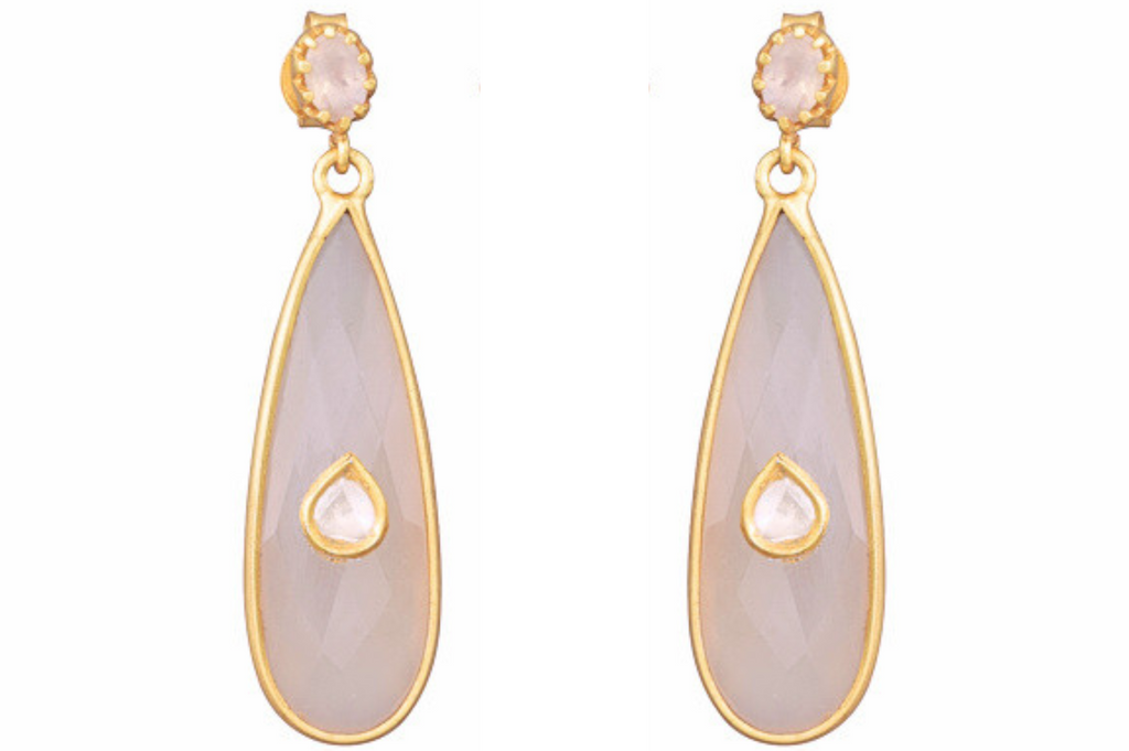 Phoebe Rose Quartz & Diamond Jadau Earrings