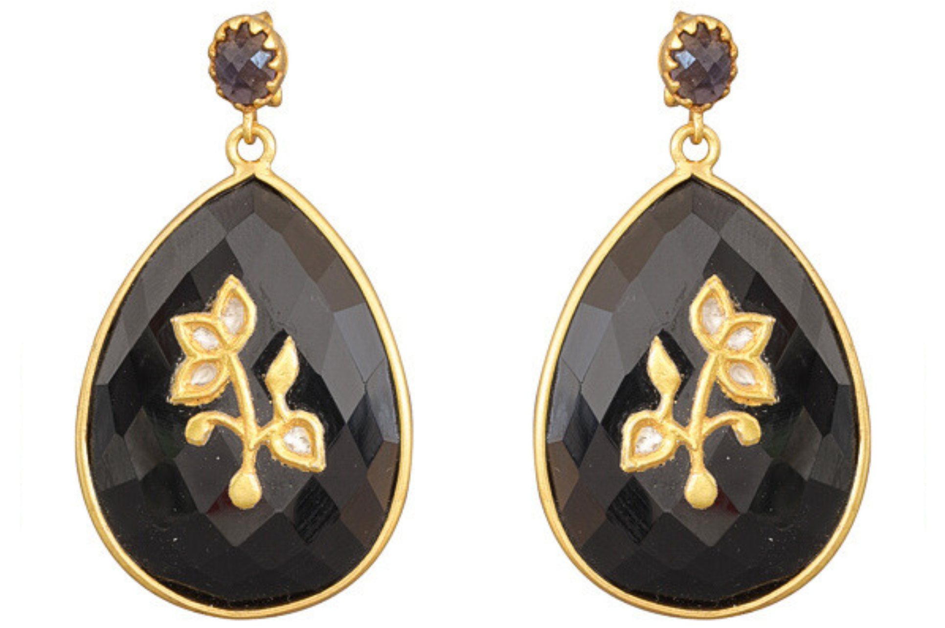 Phoebe Black Onyx & Diamond Jadau Earrings