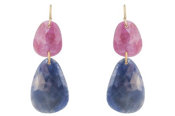 Pink And Blue Sapphire Rosecut Slice Earrings