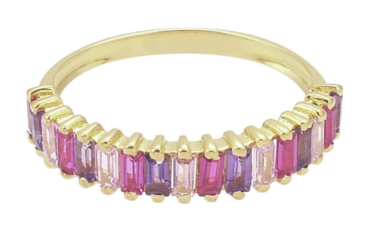 Amie Rose Quartz & Amethyst Demi Eternity Ring
