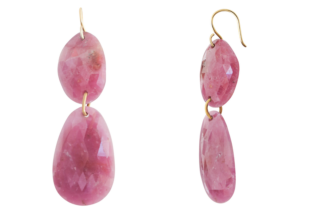 Pink Sapphire Rosecut Drop Earrings