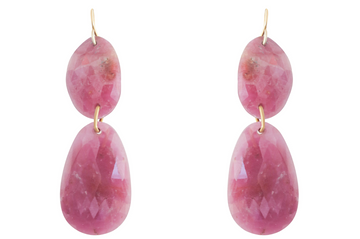 Pink Sapphire Rosecut Drop Earrings