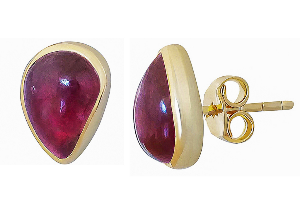 Pear-Shaped Pink Tourmaline Stud Earrings