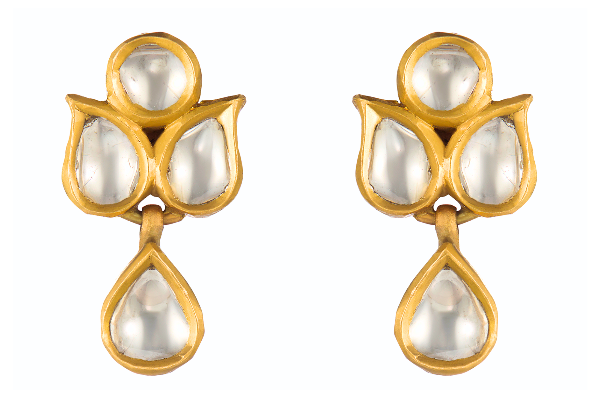 Fine Gold Polki Diamond Stud Earrings