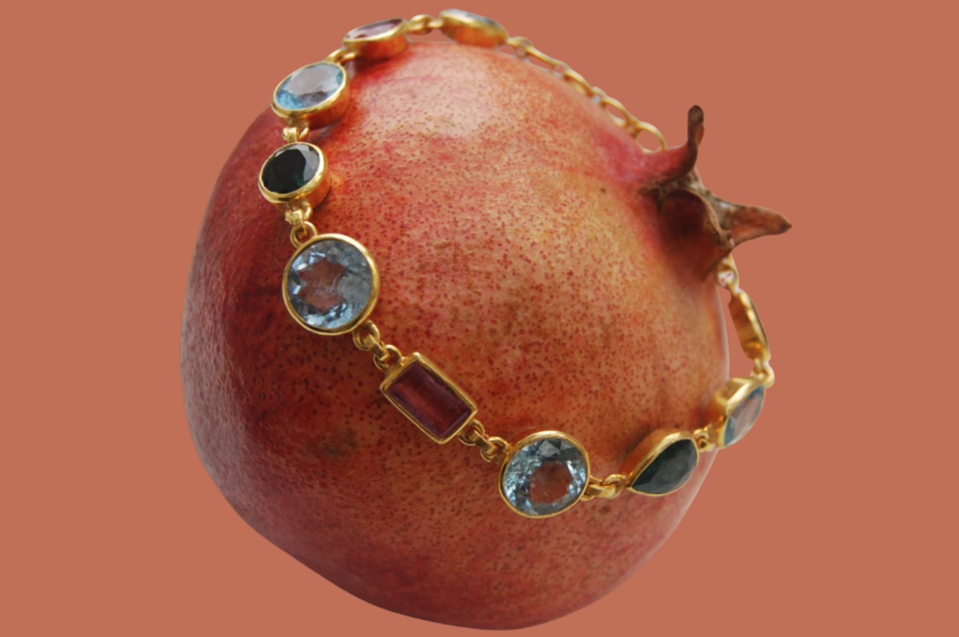 Aquamarine & Tourmaline Gemstone Bracelet