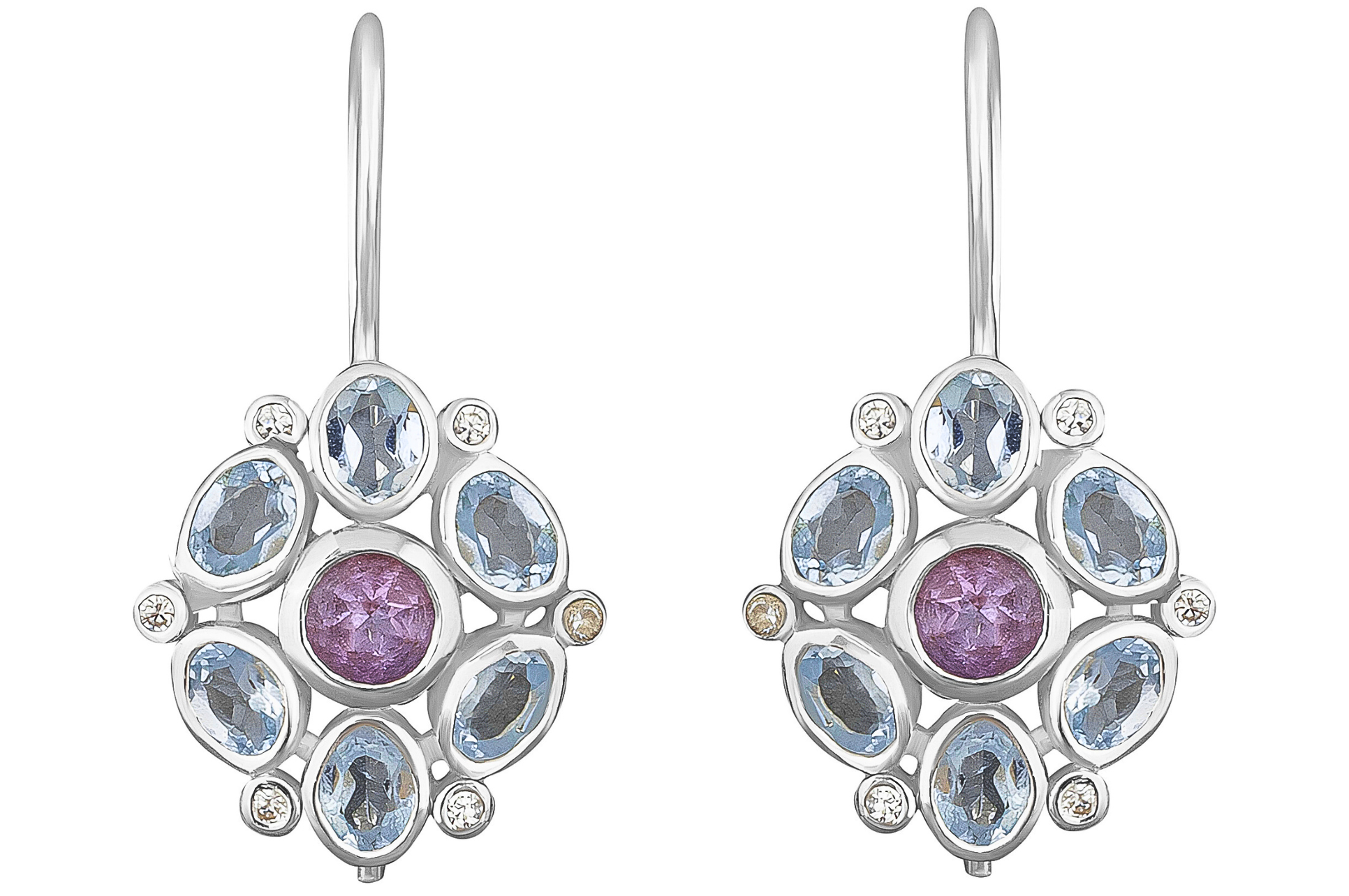 Posie Silver Amethyst & Blue Topaz Drop Earrings