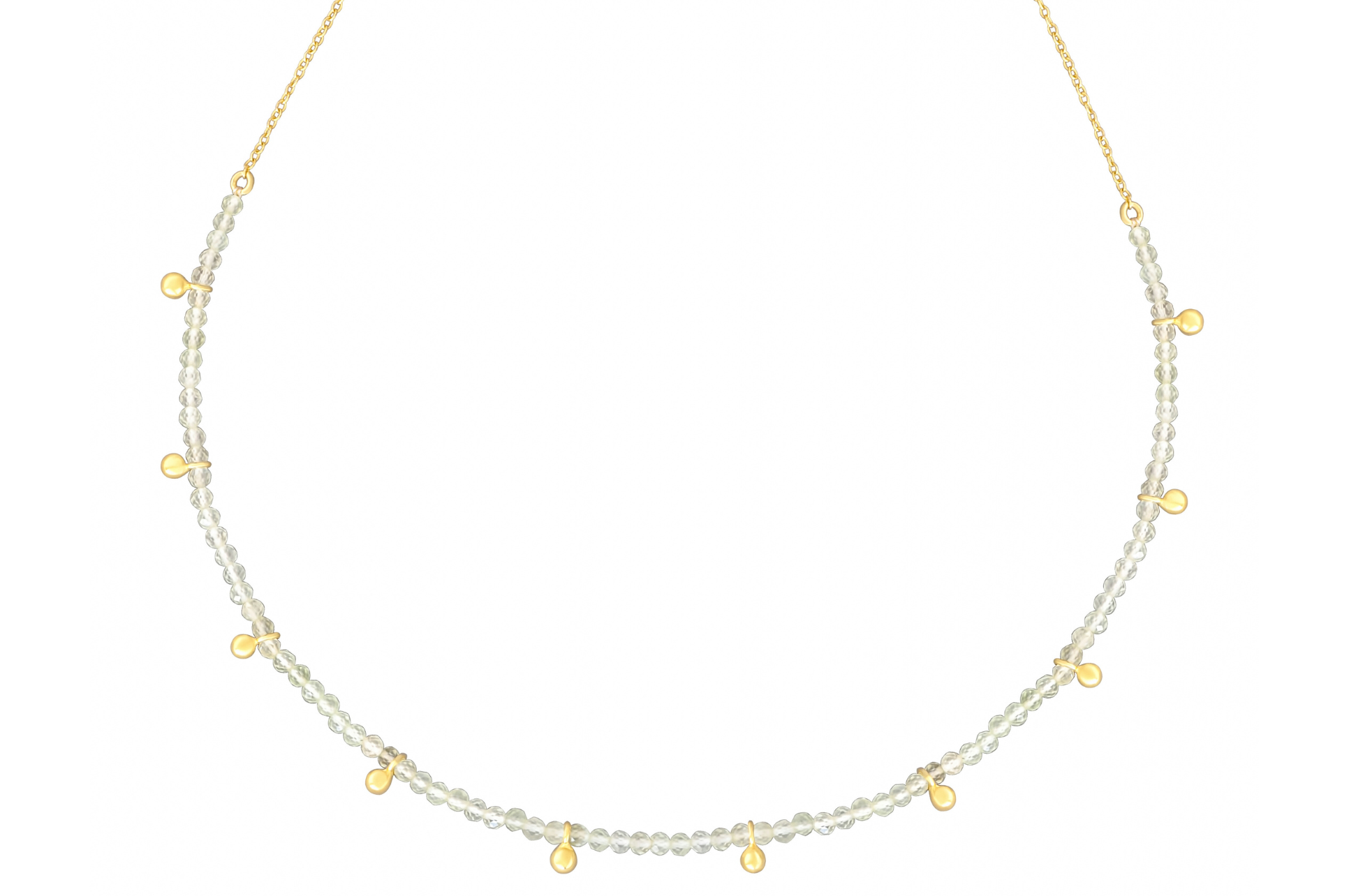 Prehnite Beaded Ball Charm Necklace
