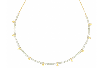 Prehnite Beaded Ball Charm Necklace